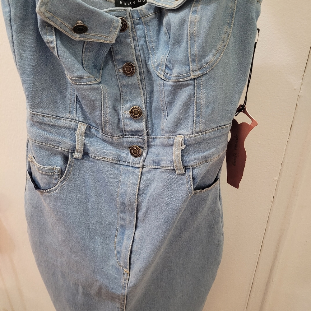 Strapless denim dress